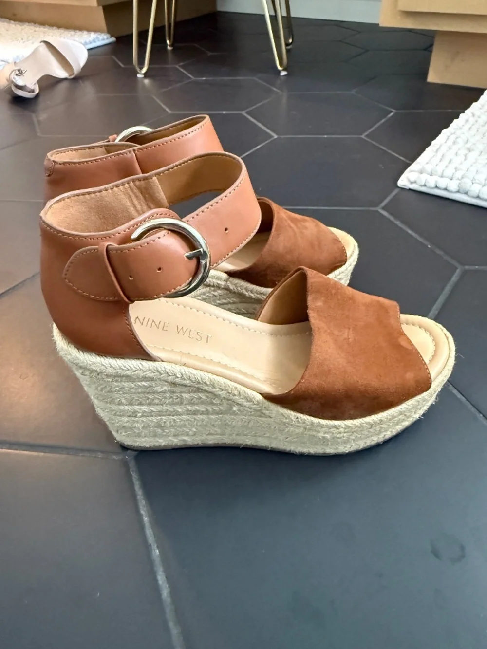 Nine west brown espadrille wedge size 6